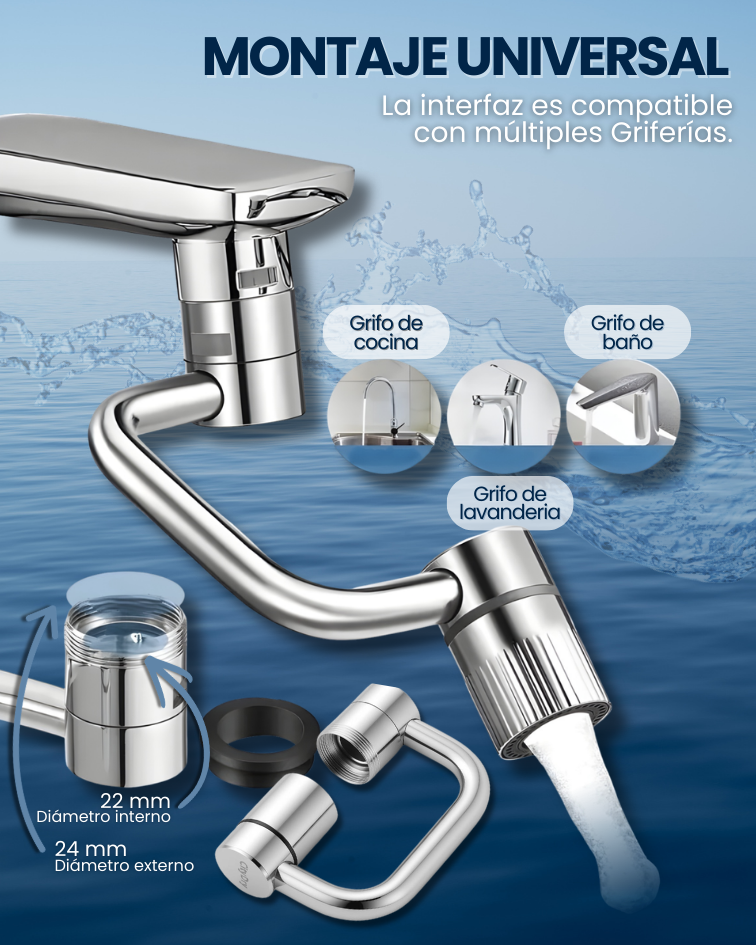Flexitap® - Extensor de Grifo Giratorio 1080° con Aireador