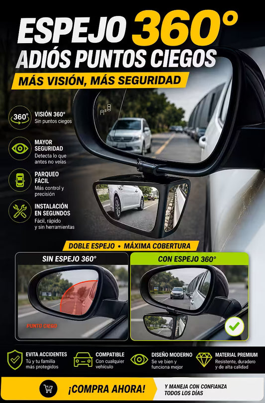 ClearDrive® - Espejo de Punto Ciego Giratorio 360° x2 Und