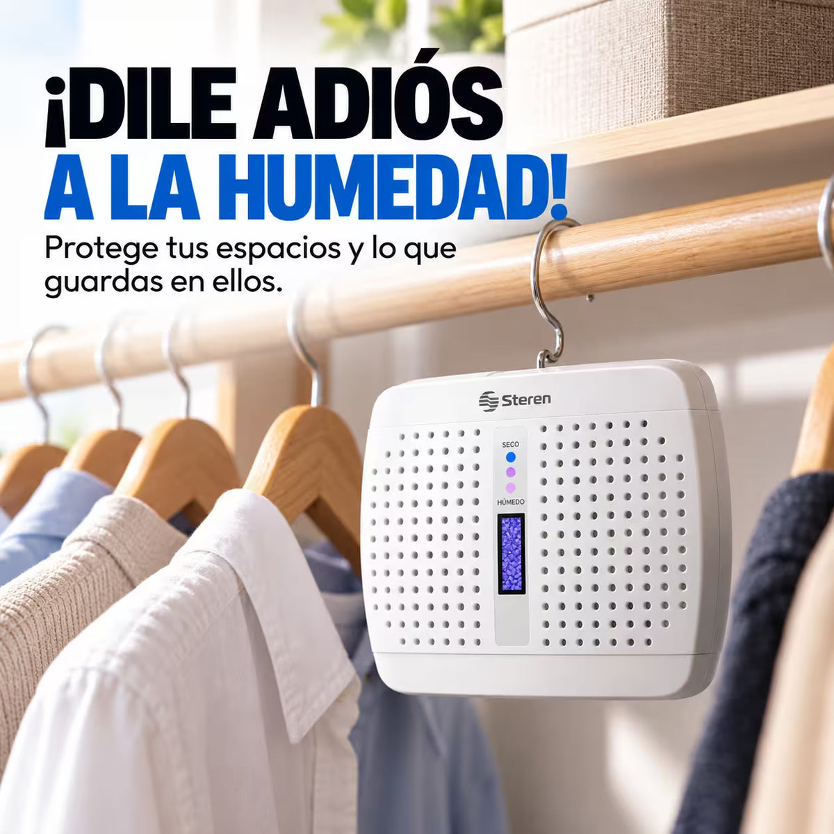 Steren® - Deshumidificador Electrónico de Gel de Sílica Recargable