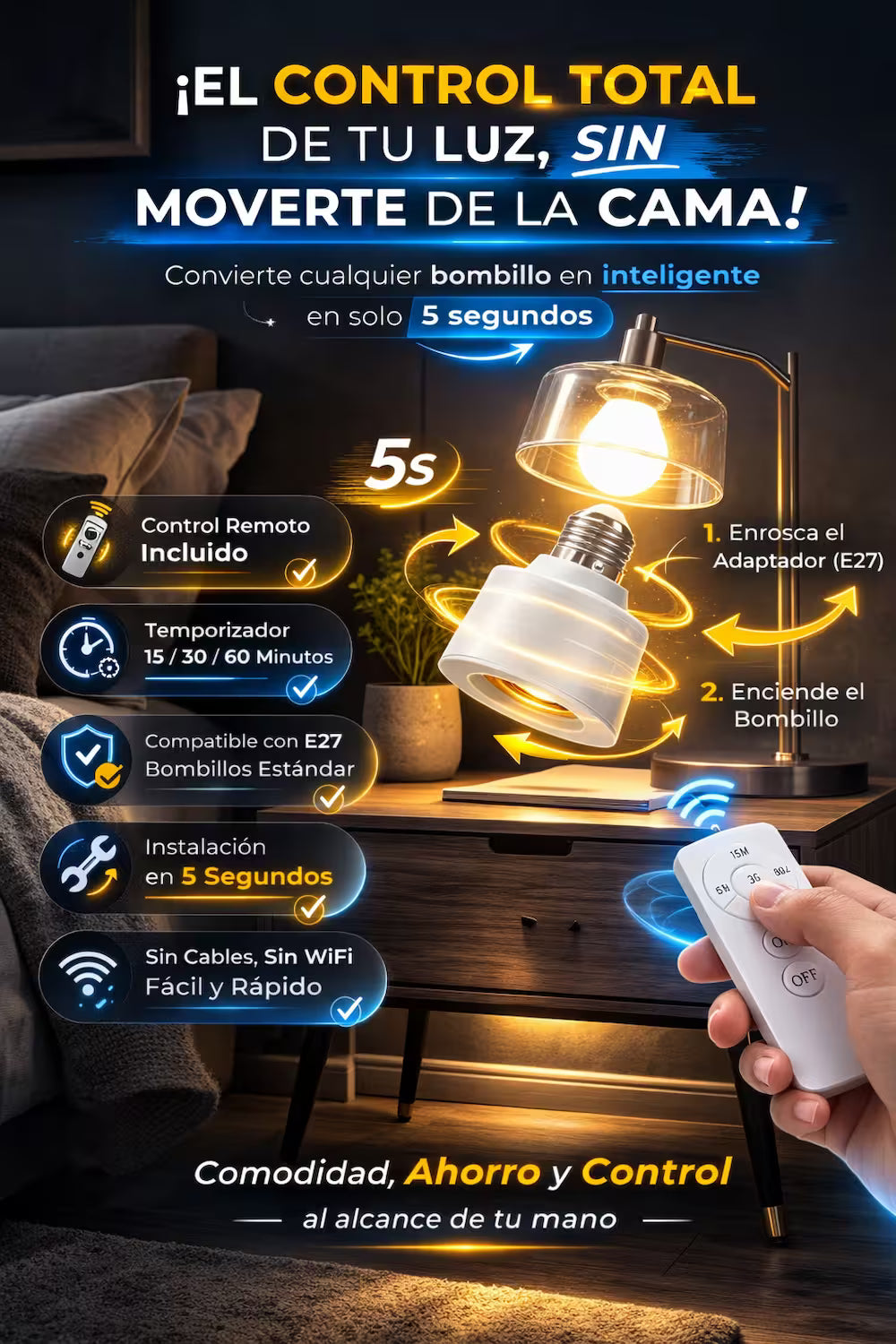 LumixPro® - Socket Inteligente + Control Inalámbrico para Bombillos