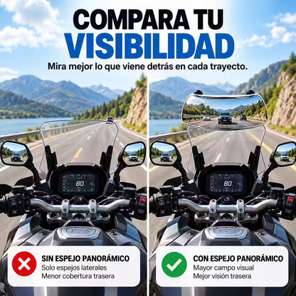 WideTrack® - Espejo Retrovisor Panorámico para Moto con Soporte Ajustable