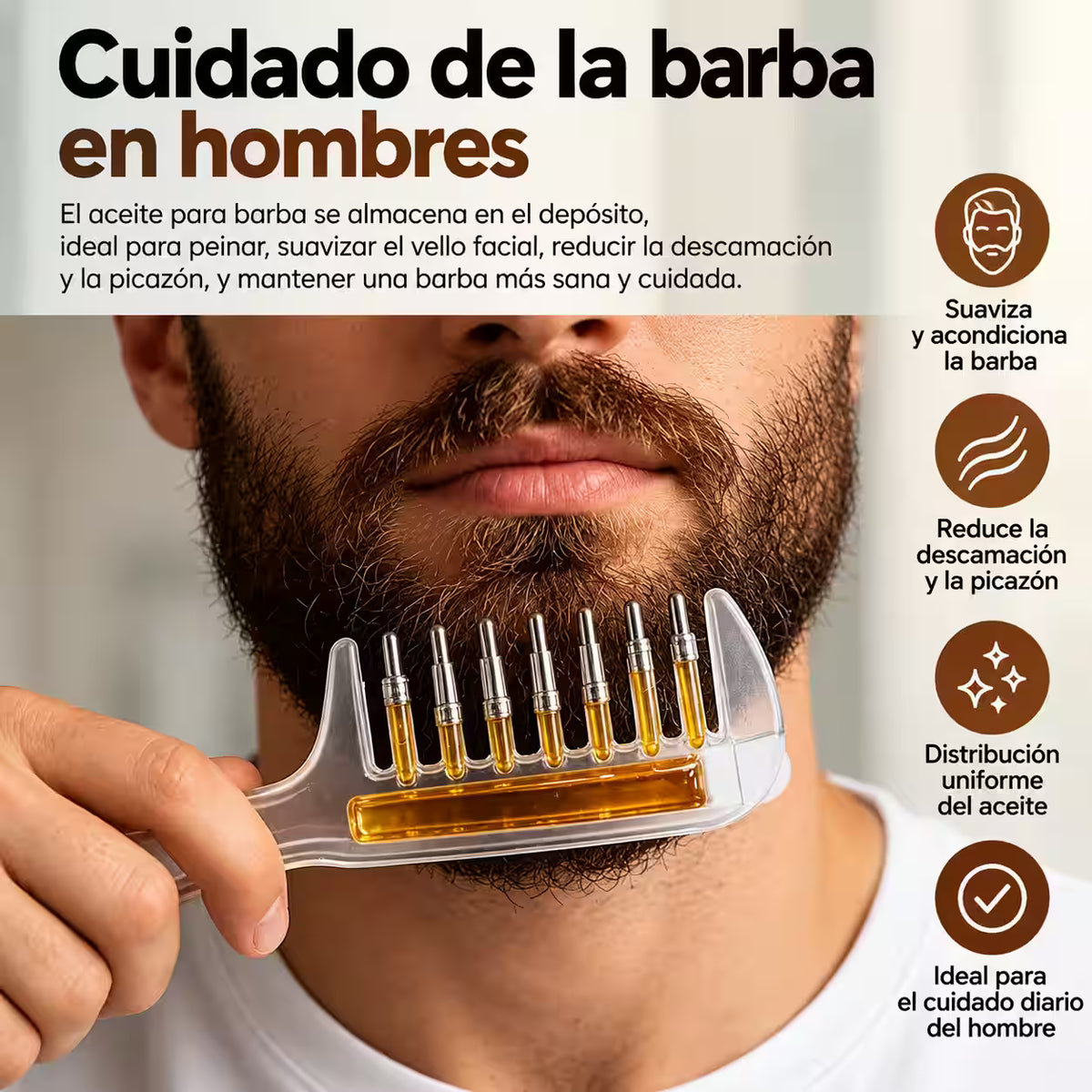 HairDrop® - Peine Aplicador de Aceites y Sérums para Cuero Cabelludo