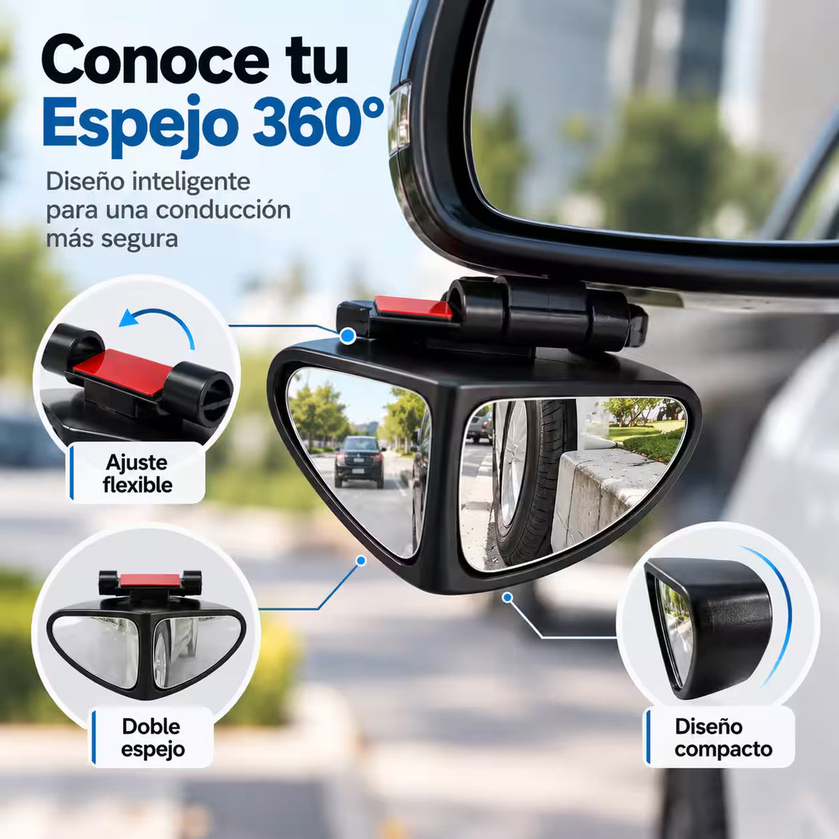 ClearDrive® - Espejo de Punto Ciego Giratorio 360° x2 Und