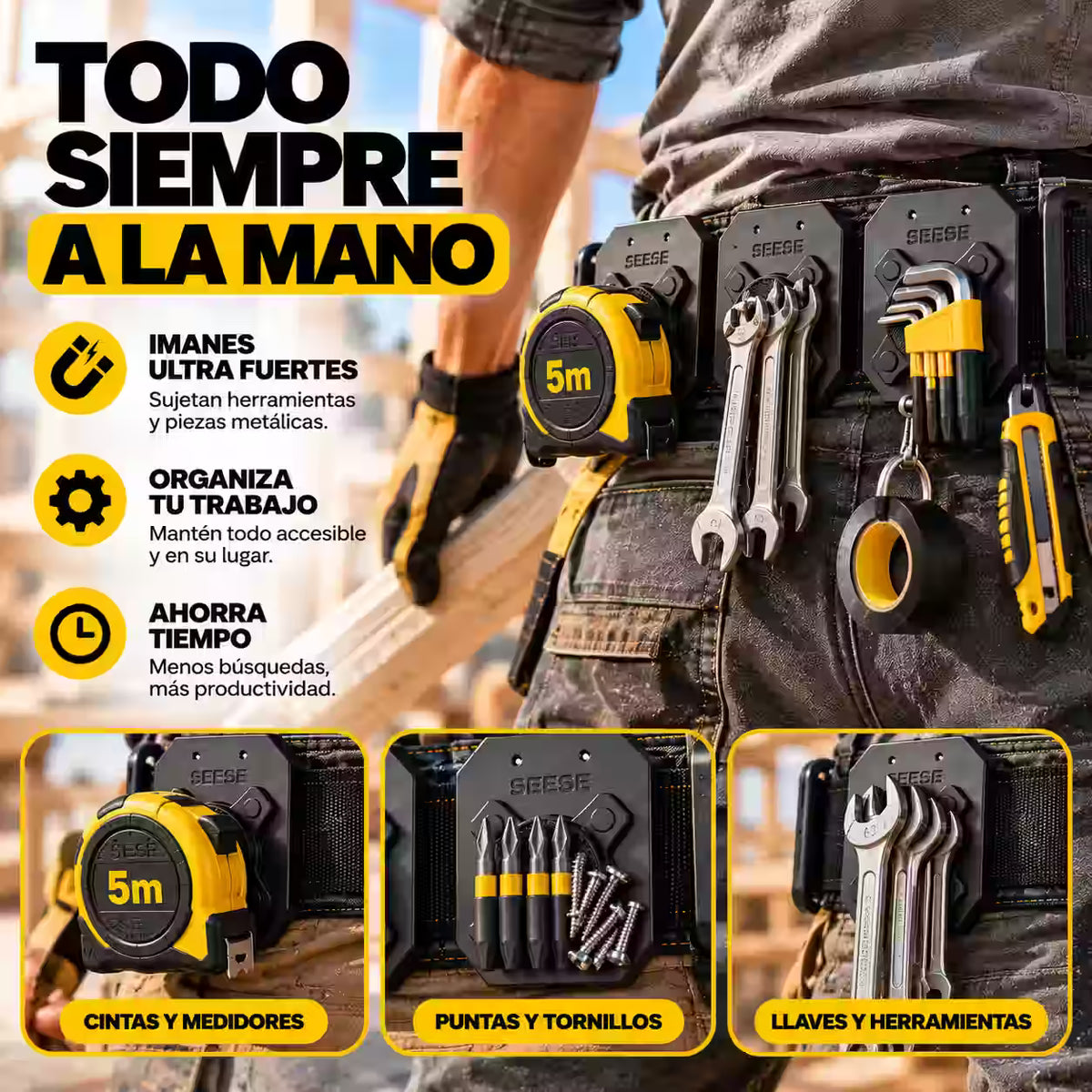 Seese -   Soporte Magnético para Herramientas con Clip para Cinturón X1 Und