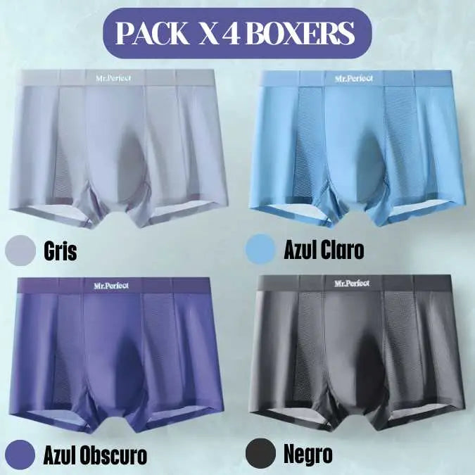 Mr.Perfect - Boxer Seda de Hielo Hombre Pack x 4 unidades
